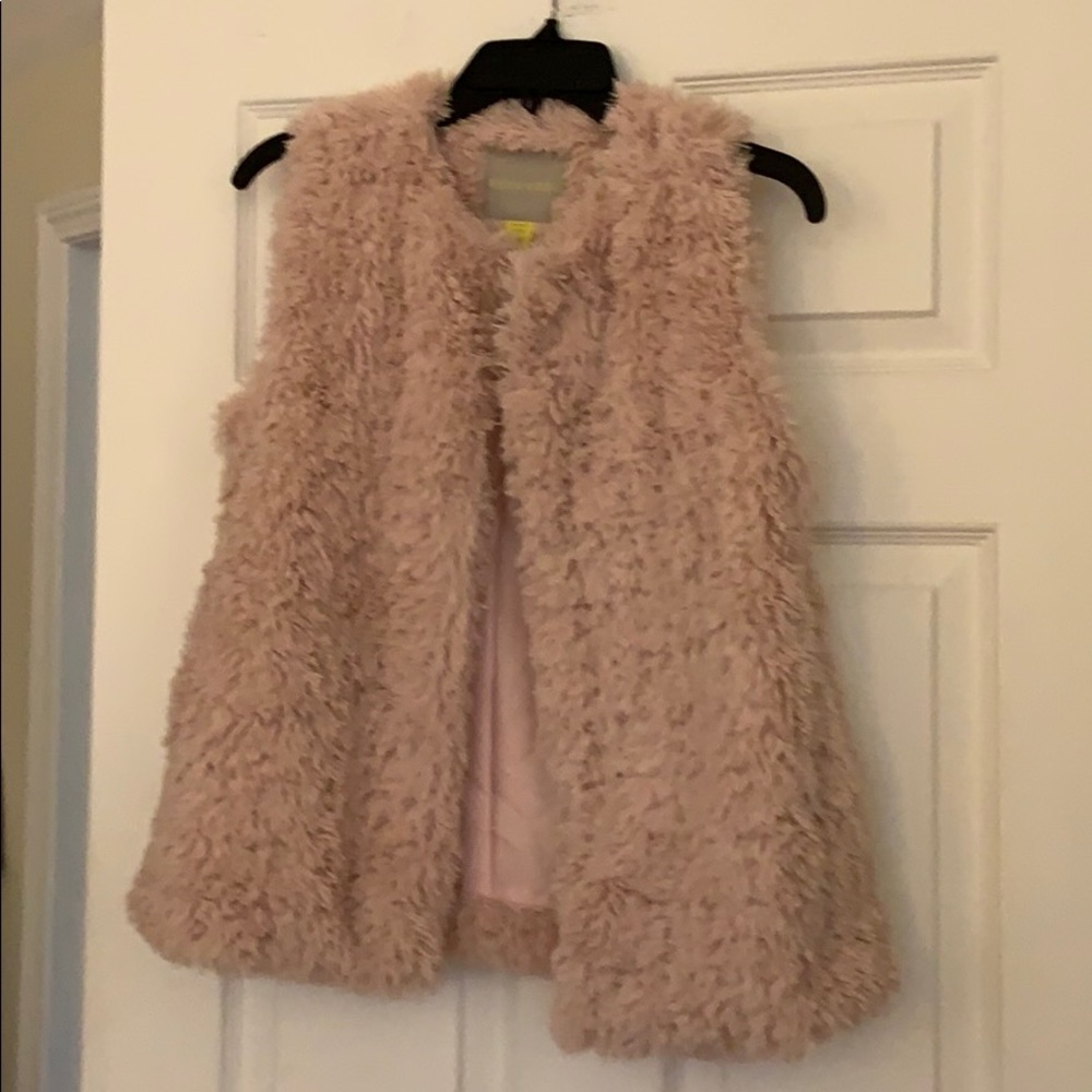 Pink furry vest for a chilly Easter!